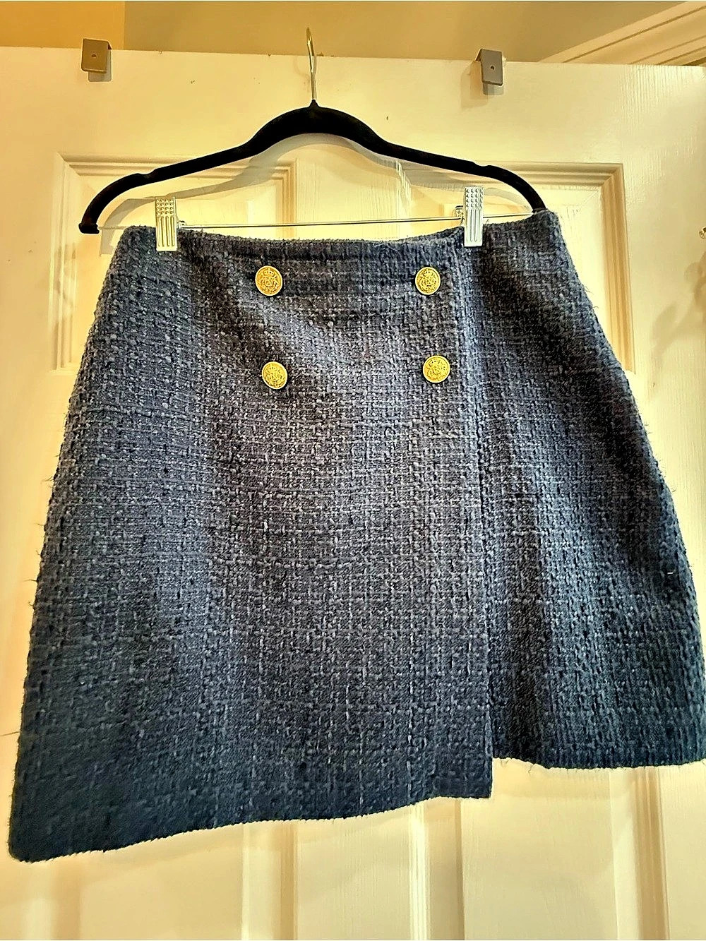 LOFT Boucle Mini Skirt in Blue Size 10 Like New